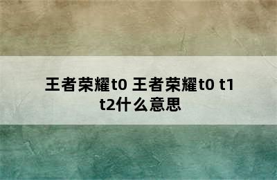 王者荣耀t0 王者荣耀t0 t1 t2什么意思